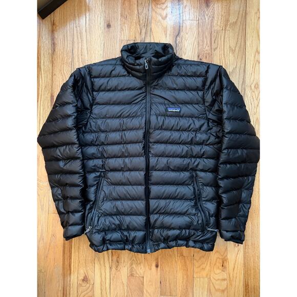 Patagonia Down Puffer Jacket Men's Medium Black Quilted Full Zip Pocket Sweater - Picture 3 of 4